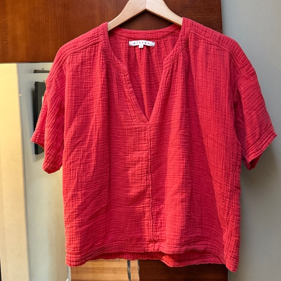 Xirena Cotton Gauze Split Neck Top Small - Picture 3 of 5